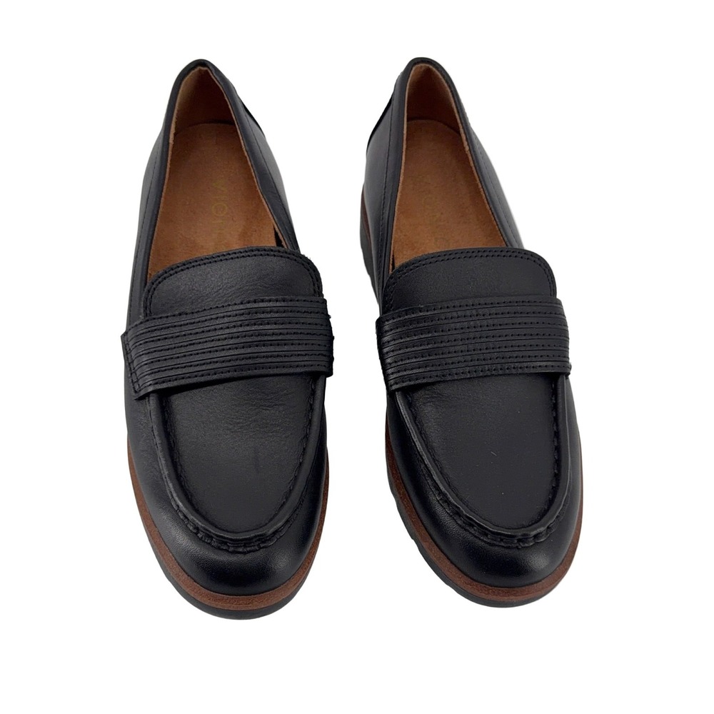 Vionic Corinne Loafers Women's Black Leather Slip On Size 5